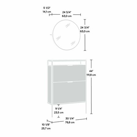 Sauder International Lux Shoe Organizer/mirror , This two-piece solution includes shoe cabinet and mirror 431268